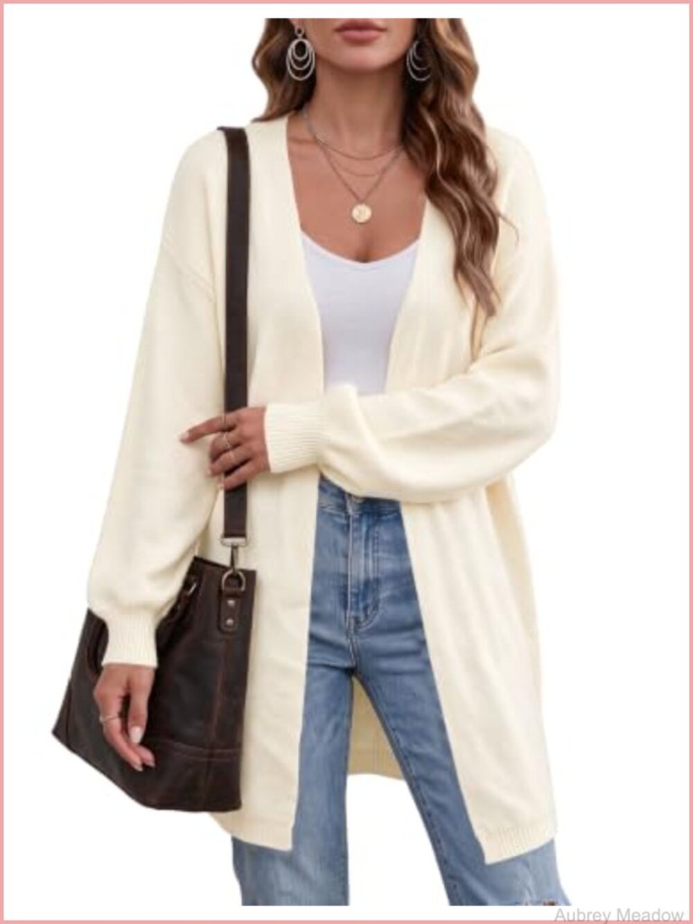 Libsorge Oversized Long Cardigan Sweater Open Front Knit Relaxed Fit Women